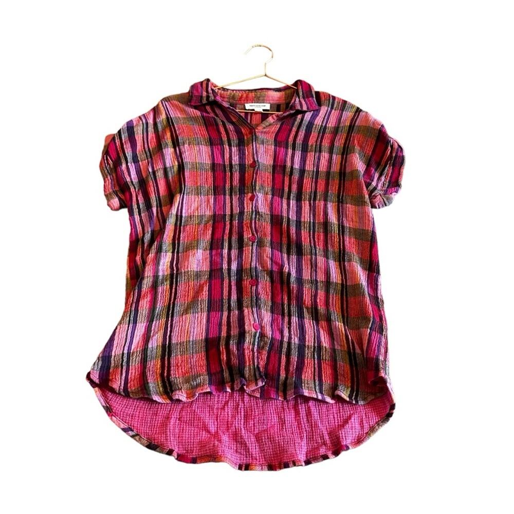 Beach Lunch Lounge Gauze Plaid Shirt - Size Large